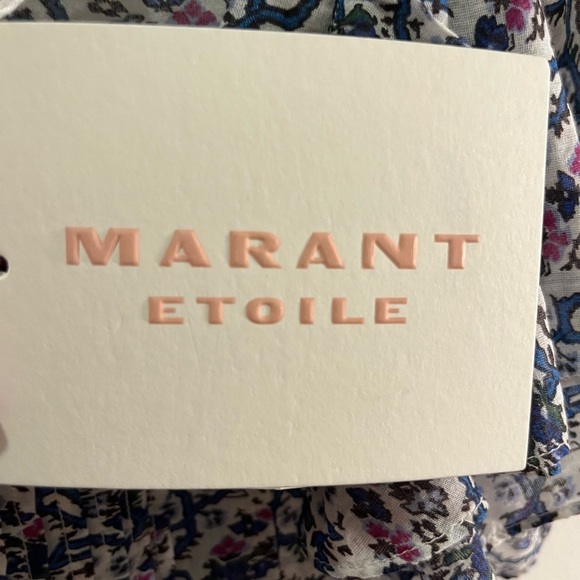 NWT ISABEL MARANT Etoile Madrana Print Flutter Sleeve Blouse Top - Blue White 4 - Picture 7 of 7